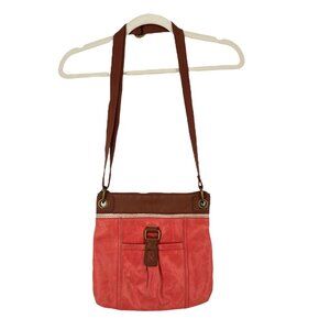 The Sak Kendra Vintage Coral Brown Leather Crossbody Bag Adjustable Strap